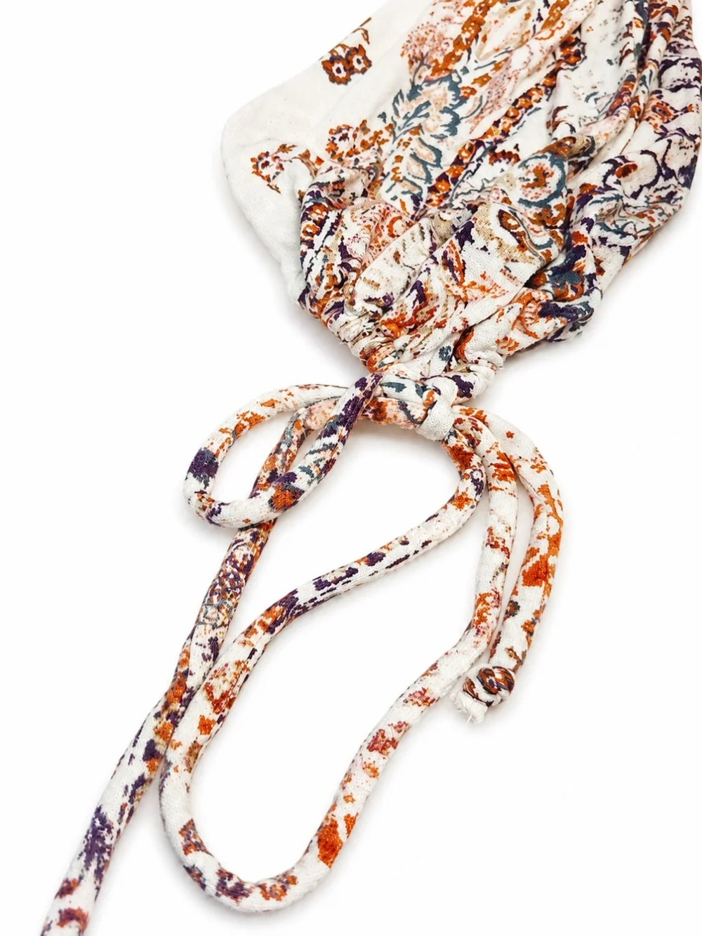 Free People Paisley Mock Neck Open Back Mini Dress M Boho Drawstring Sleeve